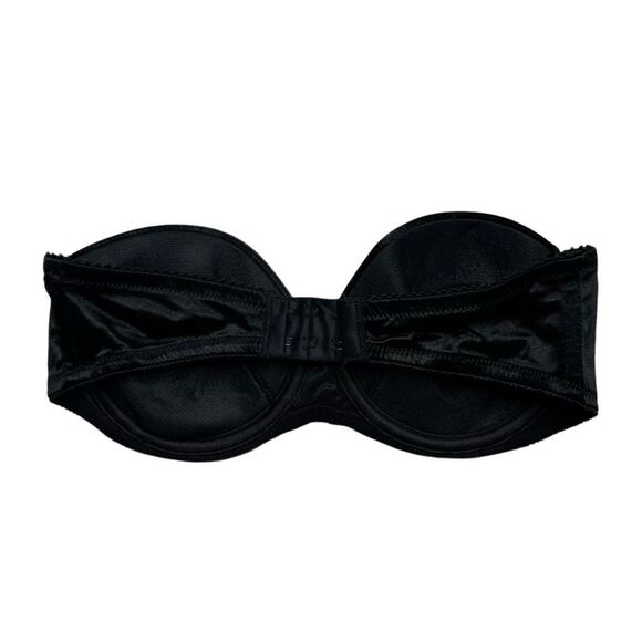 LILY OF FRANCE Women's Black Nylon Stretch Strapless Bra Size 36C - Picture 2 of 4